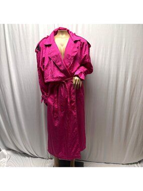 Climatiser Womens Sz 10 Trench Coat Bright Pink Nylon Coat Business Vintage 80s